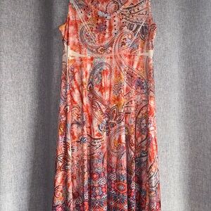 ONE WORLD Paisley Print Midi Dress - Red and Blue
